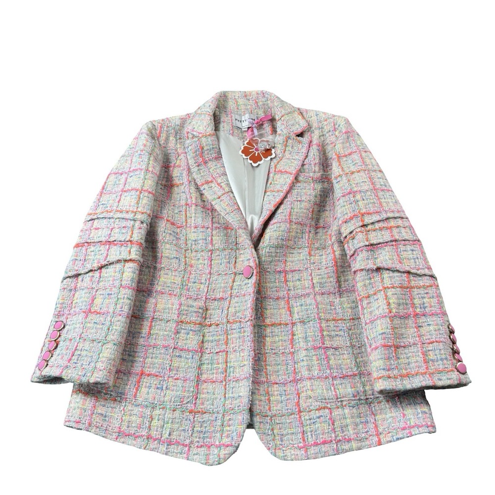 Patty Kim New York Multicolor Tweed Polyester Blazer Size Large NWT